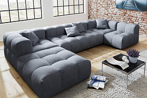 Большой серый диван Квадро в гостиную, бескаркасная мебель для современного интерьера